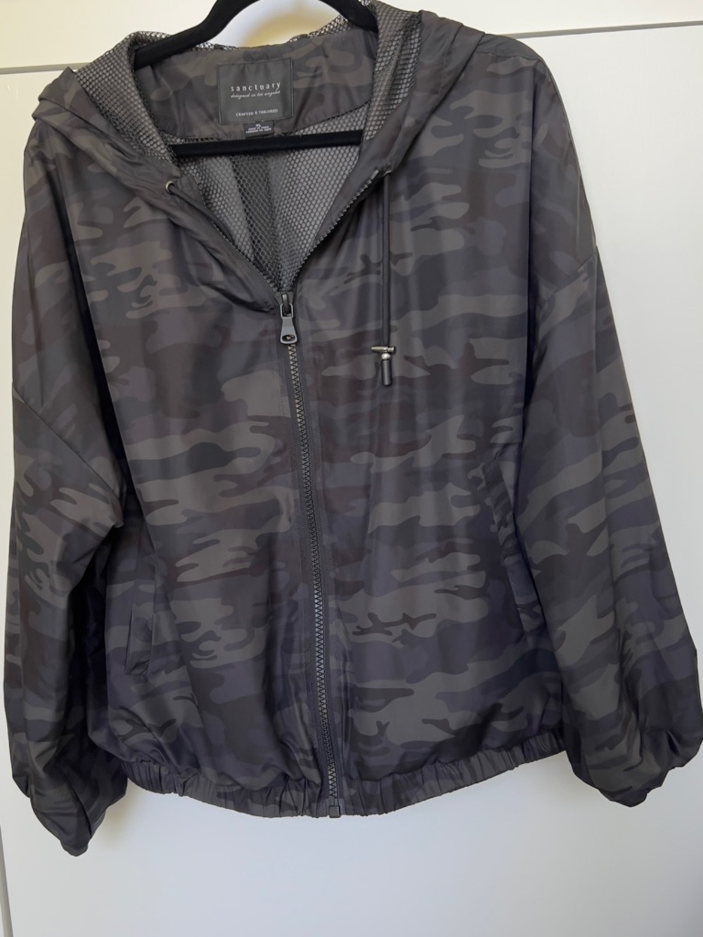 Sanctuary Black Charcoal Camo Hooded Jacket